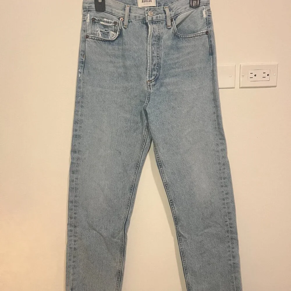Agolde Light Wash Straight Leg Jeans - Picture 4 of 7